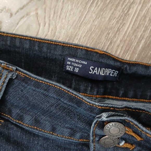 Sandpiper Denim Bermuda Shorts Mid-Length Stretch Flexible Fit Dark Wash Blue 18 - Picture 5 of 8